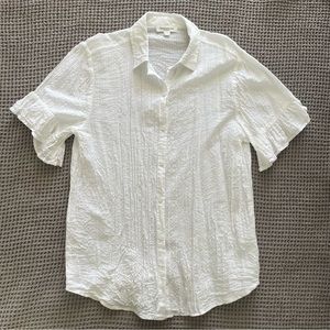 Beachy Ruffle Sleeve White Button Up